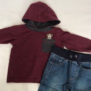 Kids HQs hooded long sleeve & jeans set 12M